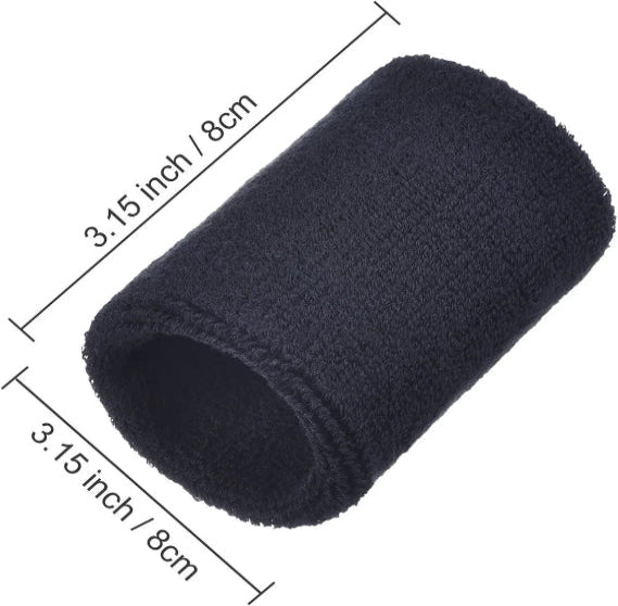 6 Pack Wrist Sweatbands Tennis Wrist Bands Absorbent Sweatbands for Football Basketball Running Athletic Sports and Working Out (Black)
