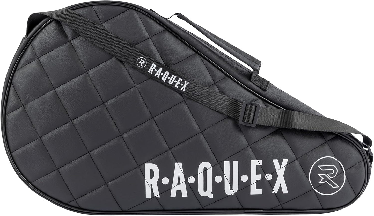 Elite - Custodia per Racchetta Da Padel - Nero O Blu, per 1 Racchetta. Borsa Da Padel Trapuntata in Pelle Sintetica, per Uomo E Donna, Imbottita, Regalo Di Lusso