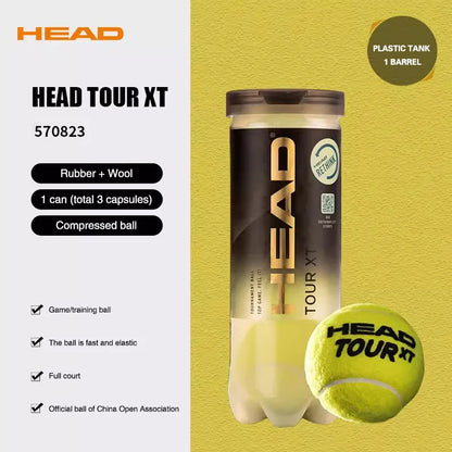 HEAD Professional Tennis Balls Competition Training Tennis Balls High Elastic Resistance TOUR XT Tennis Ball 3 Pieces per Can