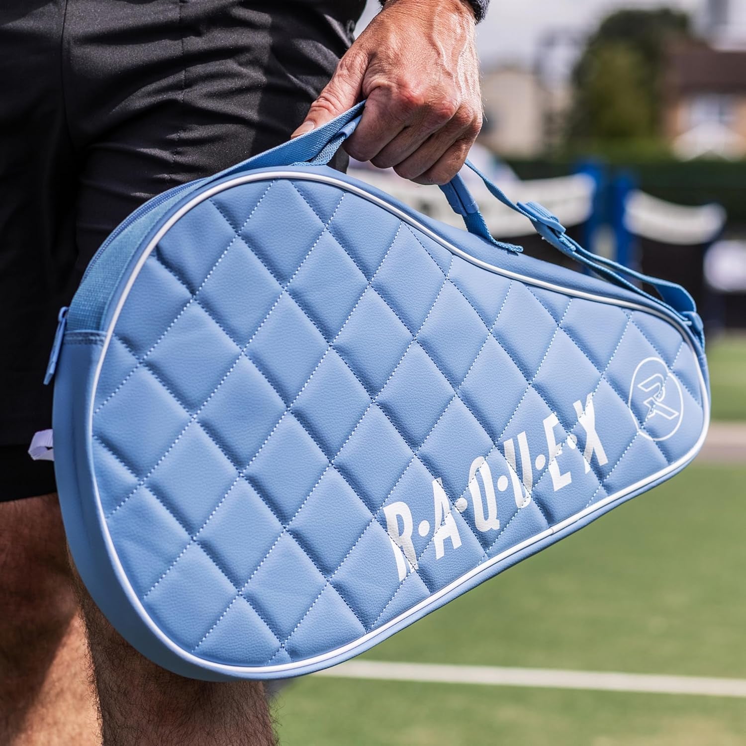 Elite - Custodia per Racchetta Da Padel - Nero O Blu, per 1 Racchetta. Borsa Da Padel Trapuntata in Pelle Sintetica, per Uomo E Donna, Imbottita, Regalo Di Lusso