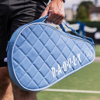 Elite - Custodia per Racchetta Da Padel - Nero O Blu, per 1 Racchetta. Borsa Da Padel Trapuntata in Pelle Sintetica, per Uomo E Donna, Imbottita, Regalo Di Lusso